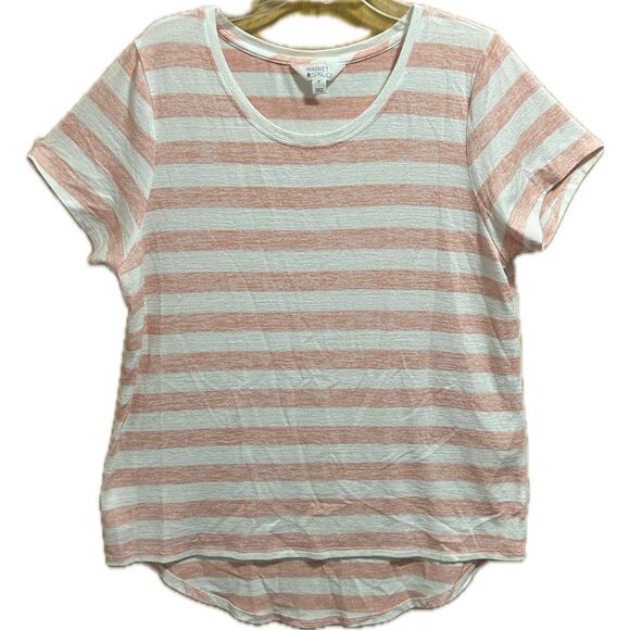 Market & Spruce Tops - Market & Spruce Knit Short Sleeve Top Striped Coral and White Size Women’s XL